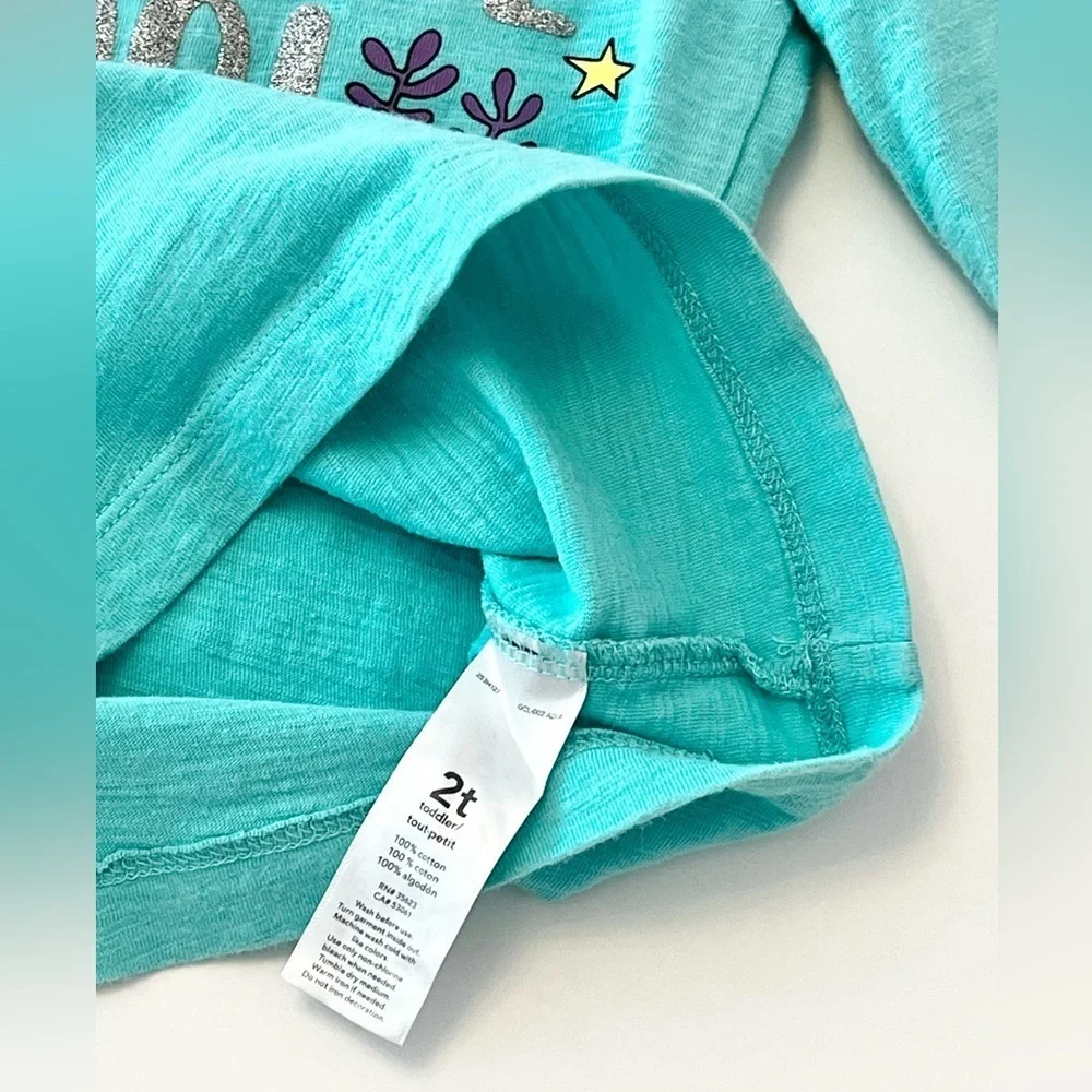 ⚡️4/$20⚡️Carter’s Winter Holiday Turquoise Kids Long Sleeve Graphic Tee Girl 2T